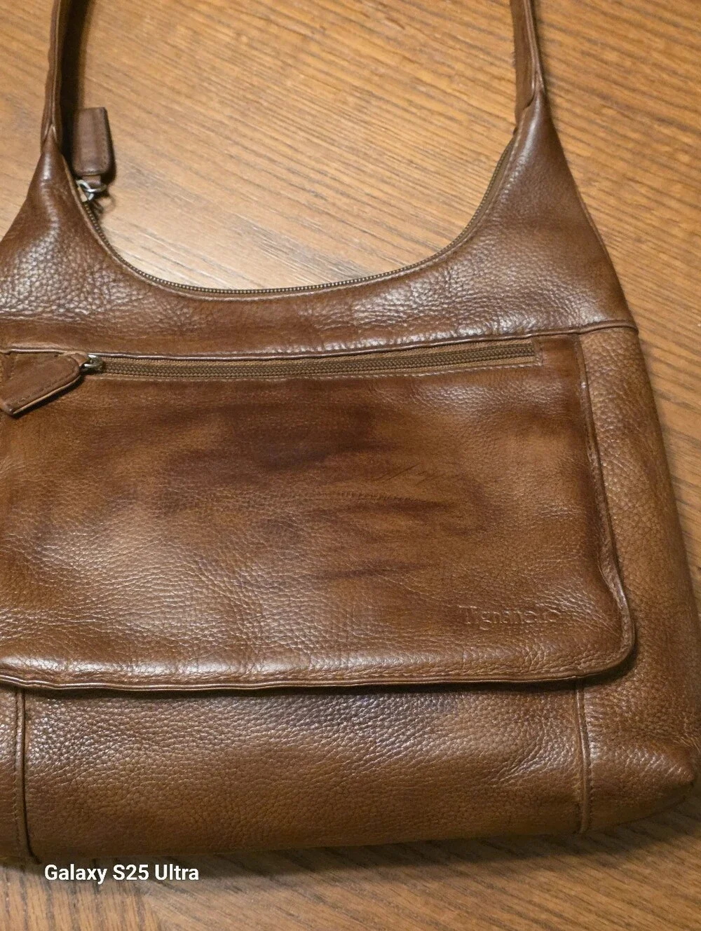 Restored Antiqued Vintage Tignanello Pebble Leather Flap Shoulder Bag